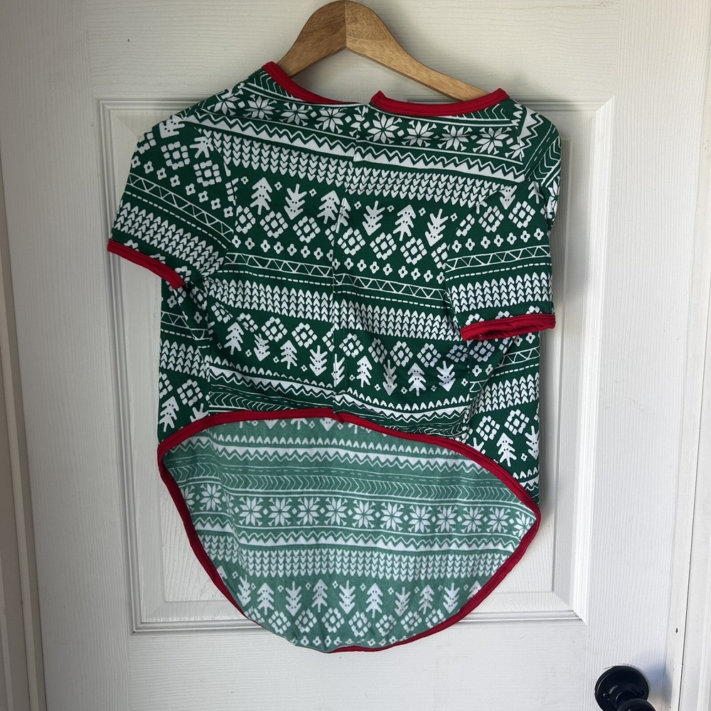Christmas Holiday Pet Costume Pajamas Size XL Christmas Design Red Green BxN - Picture 2 of 5